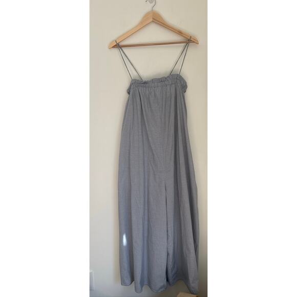 Everlane The Flowy Gingham Strappy Wide-Leg Jumpsuit - Blue & White, Sm - Picture 2 of 8